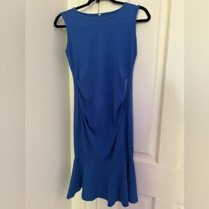 Small - Royal Blue - Maternity dress; sleeveless, peplum bottom & cinched waist